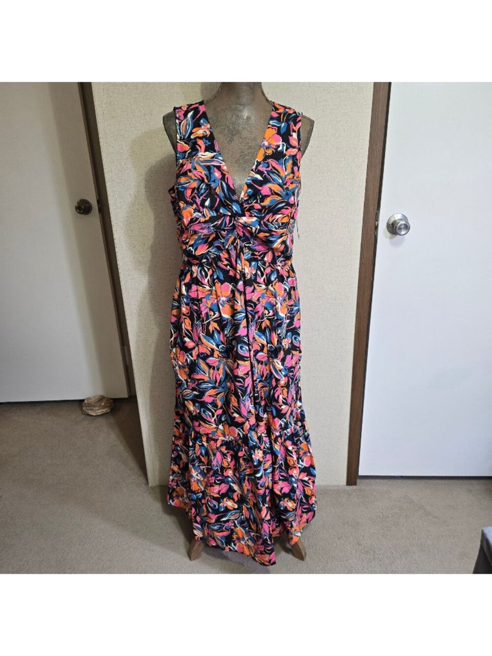 NEW French Connection XL Twist Front Sleeveless Maxi Dress Floral Lightweight